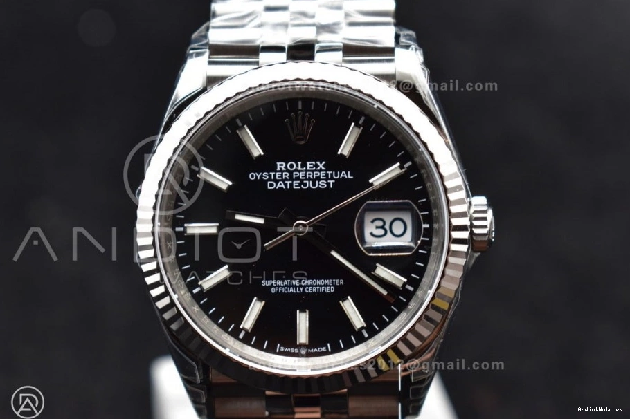 Best Bracelet 36 Jubilee 417 Steel Stick 126234 Black VSF Bright 1:1 on SS DateJust VS Dial Edition 904L 0118